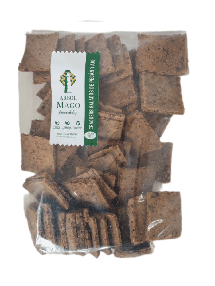 Crackers salados de pecán y ajo fresco x 500grs