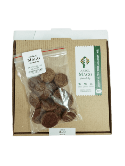 Galletas dulces de pecán, algarroba y miel - Bolsita minibreak x50grs x8unid. en cajita