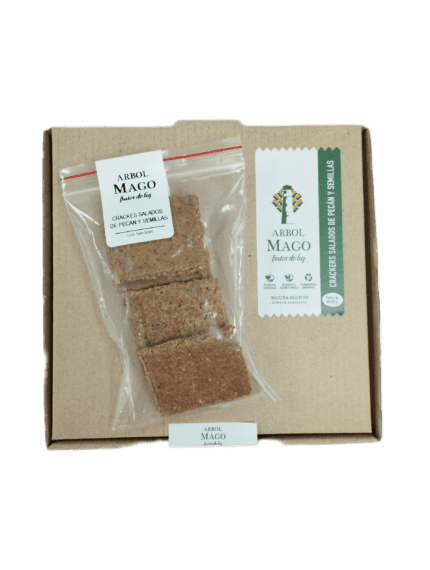 Crackers salados de pecán y semillas  - Bolsita minibreak x50grs x8unid. en cajita