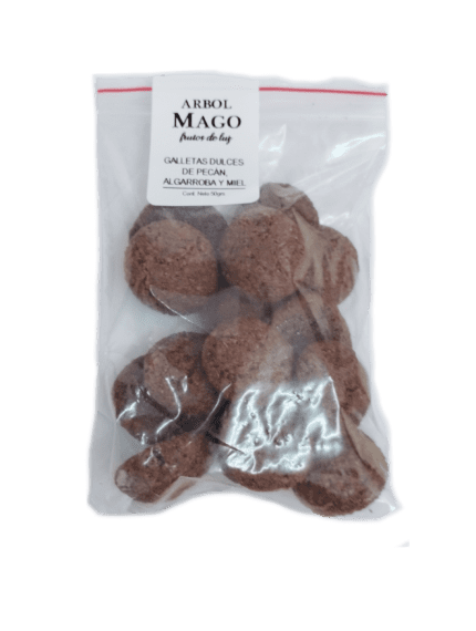 Galletas dulces de pecán, algarroba y miel - Bolsita minibreak x50grs